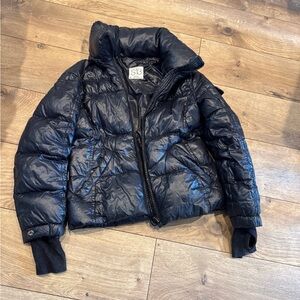 Black Puffer Jacket removable hood